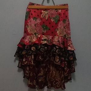 Hi-Low Patterned Silk Skirt